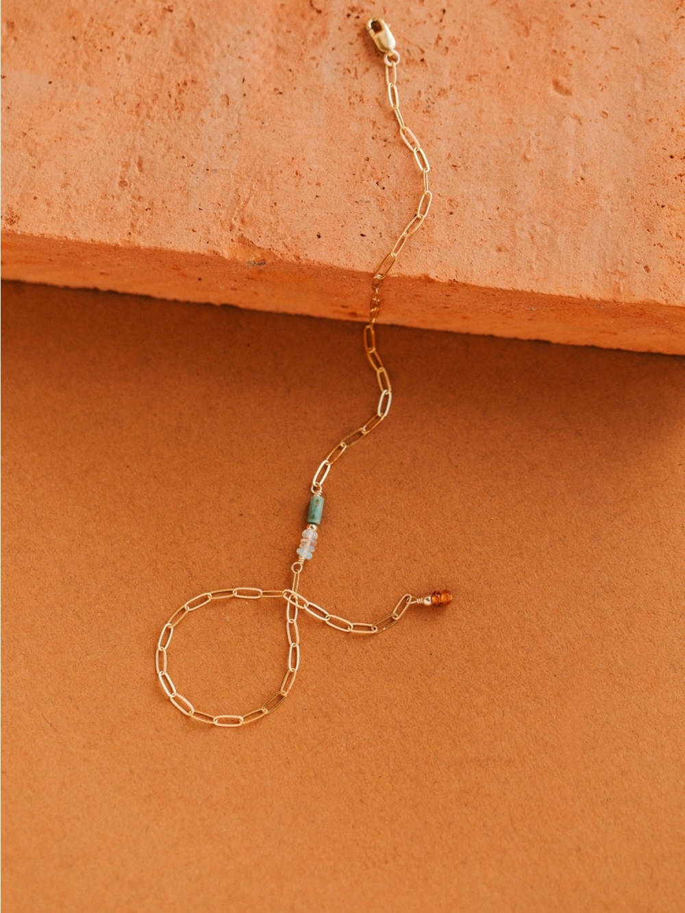 Hello Adorn Sadie Anklet w Turquoise, Opal & Red Garnet Bead Accents Waterproof